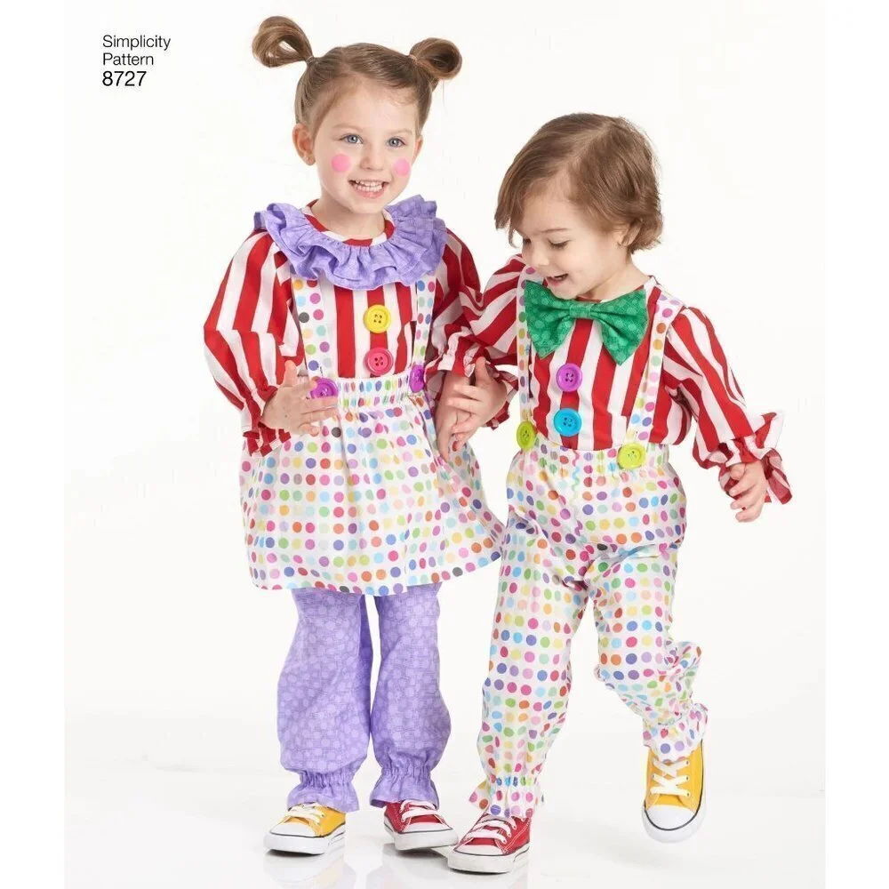 Simplicity Sewing Pattern 8727 Costumes Clown Witch Pirate Vampire Toddlers Size
